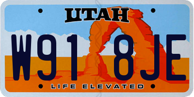 UT license plate W918JE