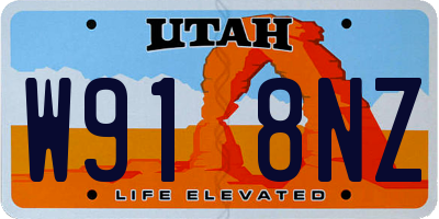 UT license plate W918NZ