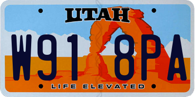 UT license plate W918PA