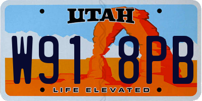UT license plate W918PB