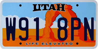 UT license plate W918PN