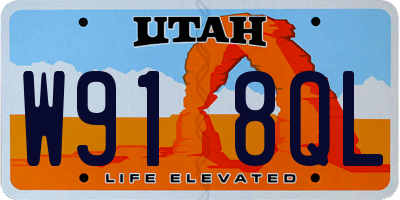 UT license plate W918QL