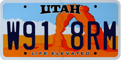 UT license plate W918RM