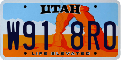 UT license plate W918RO
