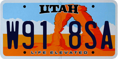 UT license plate W918SA