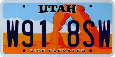 UT license plate W918SW