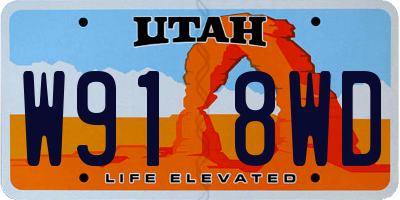 UT license plate W918WD