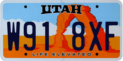 UT license plate W918XF