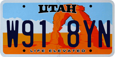 UT license plate W918YN
