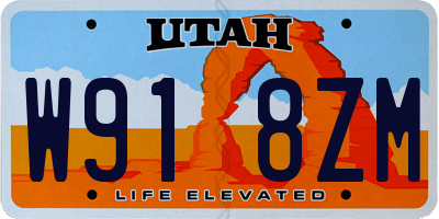 UT license plate W918ZM