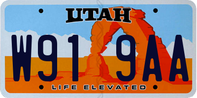 UT license plate W919AA