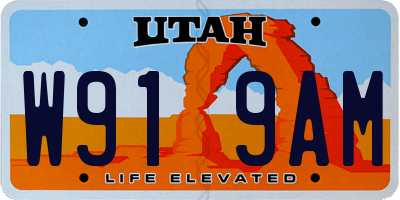 UT license plate W919AM