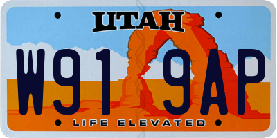 UT license plate W919AP