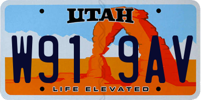 UT license plate W919AV