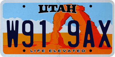 UT license plate W919AX