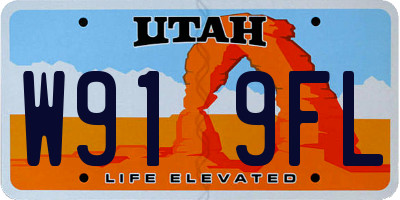 UT license plate W919FL
