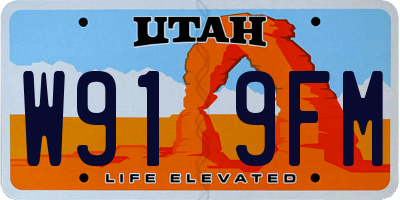 UT license plate W919FM