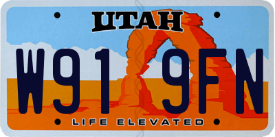 UT license plate W919FN