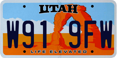 UT license plate W919FW