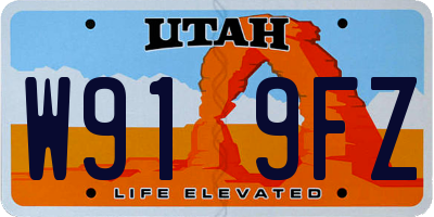 UT license plate W919FZ