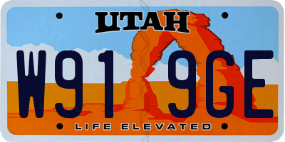UT license plate W919GE