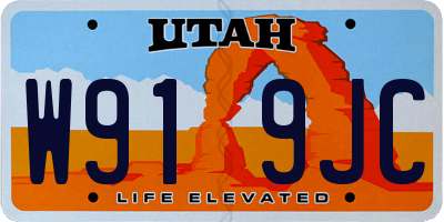 UT license plate W919JC