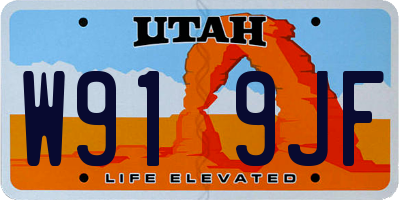 UT license plate W919JF