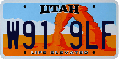 UT license plate W919LF