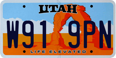 UT license plate W919PN