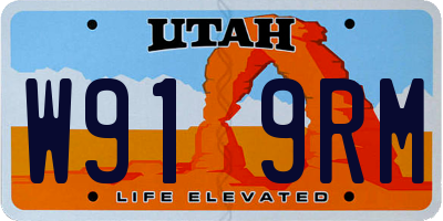 UT license plate W919RM