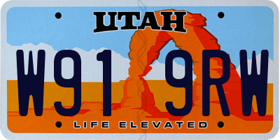 UT license plate W919RW