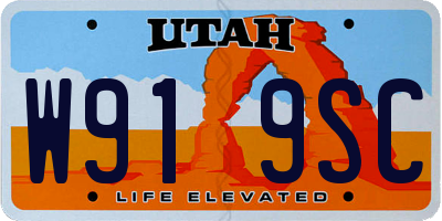 UT license plate W919SC