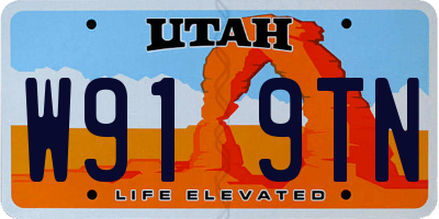 UT license plate W919TN