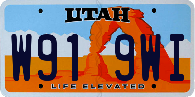 UT license plate W919WI
