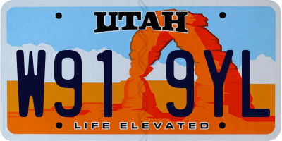 UT license plate W919YL