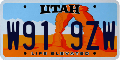 UT license plate W919ZW