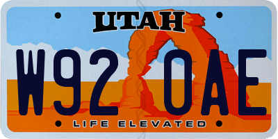 UT license plate W920AE