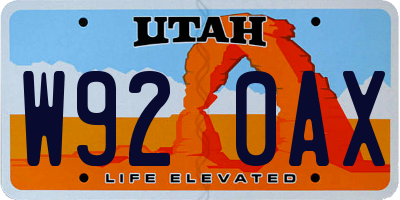UT license plate W920AX