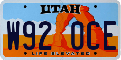 UT license plate W920CE