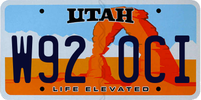 UT license plate W920CI