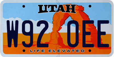 UT license plate W920EE