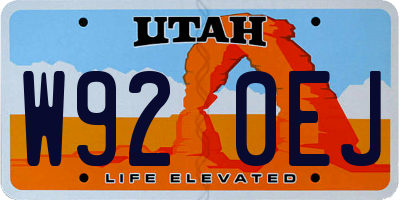 UT license plate W920EJ