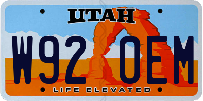 UT license plate W920EM