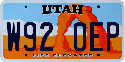 UT license plate W920EP