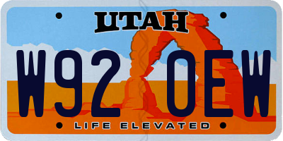 UT license plate W920EW