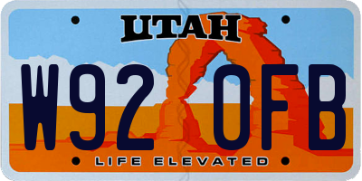 UT license plate W920FB