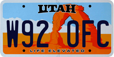 UT license plate W920FC