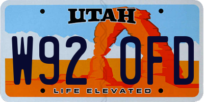 UT license plate W920FD