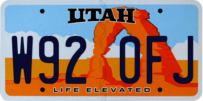 UT license plate W920FJ