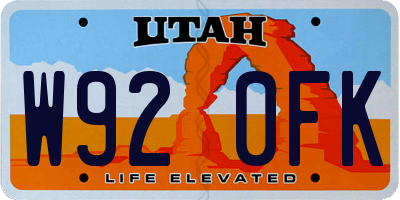 UT license plate W920FK